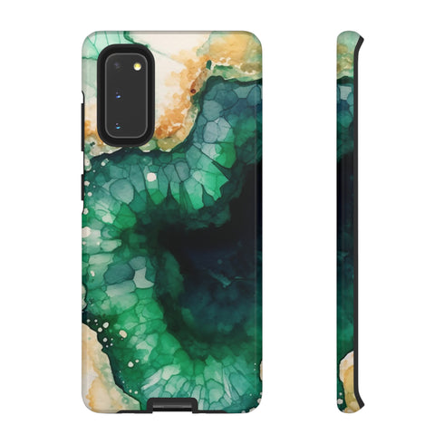 Green Geode in Watercolor - Impact Resistant Phone Case Samsung Galaxy S20 Glossy